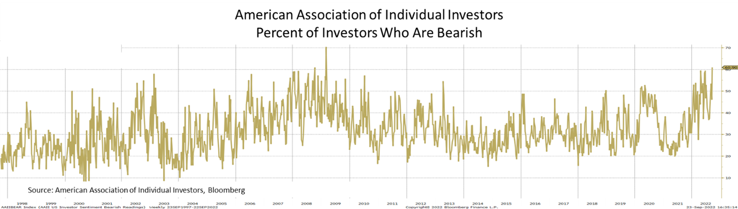 American Association of Individual Investors Percent of Investors Who Are Bearish